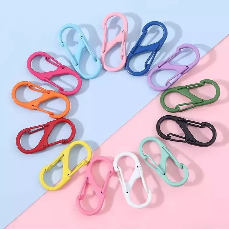 12Pcs Zipper Clip S Carabiner Clips Small Alloy Snap Hook Anti Theft Mini Dual Wire Gate Interlocking Keychain Clip Attachment