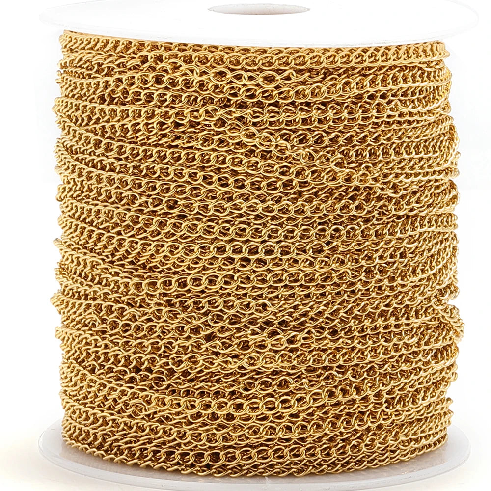 2 Meter Stainless Steel Extension Chain 2/3/4mm Gold Necklace Bracelet DIY Body Chain Accessories