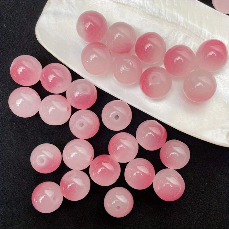 8mm/50pcs Sweet Style Dual Color Glass Loose Beads For Handmade DIY Bracelet Necklace Jewelry Making Supplies Decorative Beads