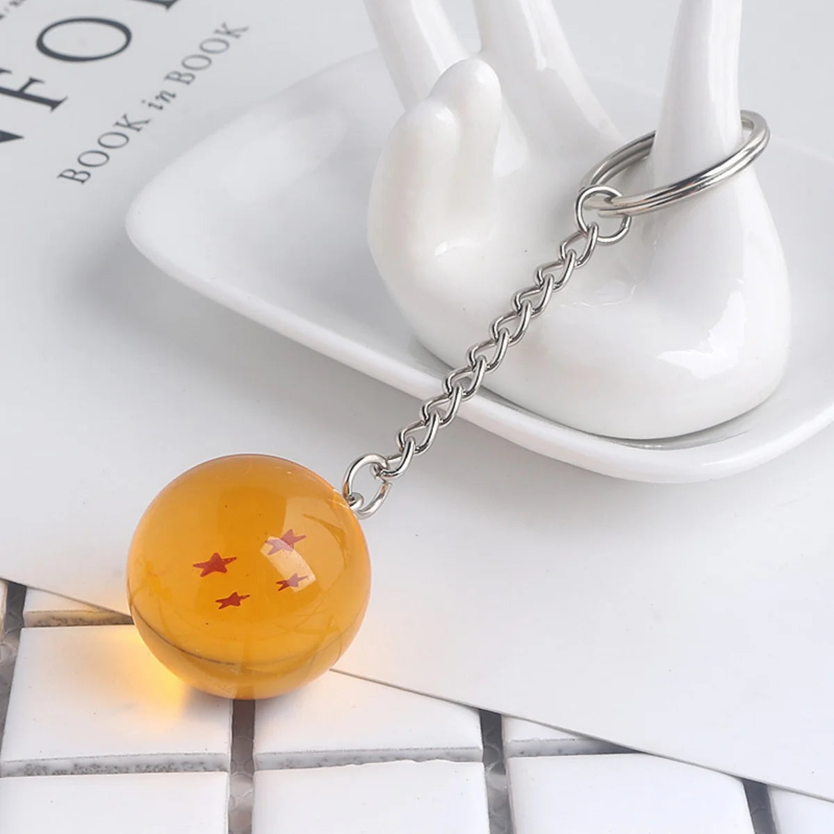 Wholesale Dragon Series 1-7 Stars Balls Keychain Gokus Bead Pendant Metal Key Ring Men Car Women Bag Accessories