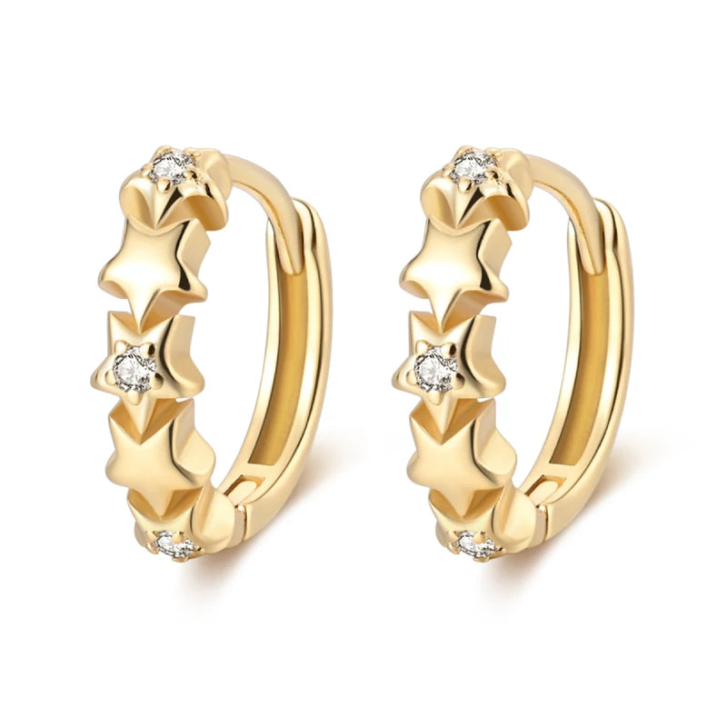 New in 925 Silver Color Gold Pearl Bee Irregularity Star Moon Earrings For Women 2024 Trending Fashion Jewelry Birthday Gifts
