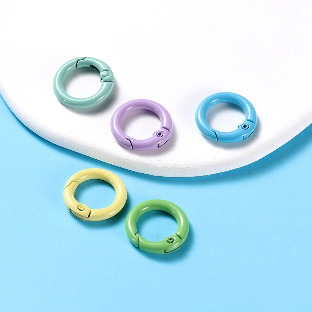 5Pcs/Lot 21 Colors Metal O Ring Spring Clasp Openable Round Carabiner Keychain Clips Hook Dog Chain DIY Jewelry Buckle Connector