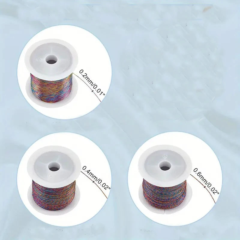 A Roll of 0.2-0.6mm DIY Hand Woven Bracelet, Hand Rope, Woven Rope, Embroidered Gold and Silver Silk Thread Material