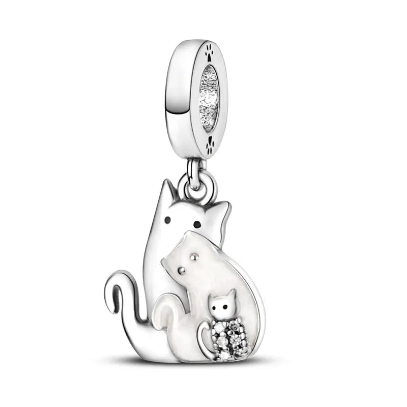 New 925 Sterling Silver Charm Beads Dog Cat Pets Pendant Fit Original Bracelet Necklace DIY Charm Jewelry Making