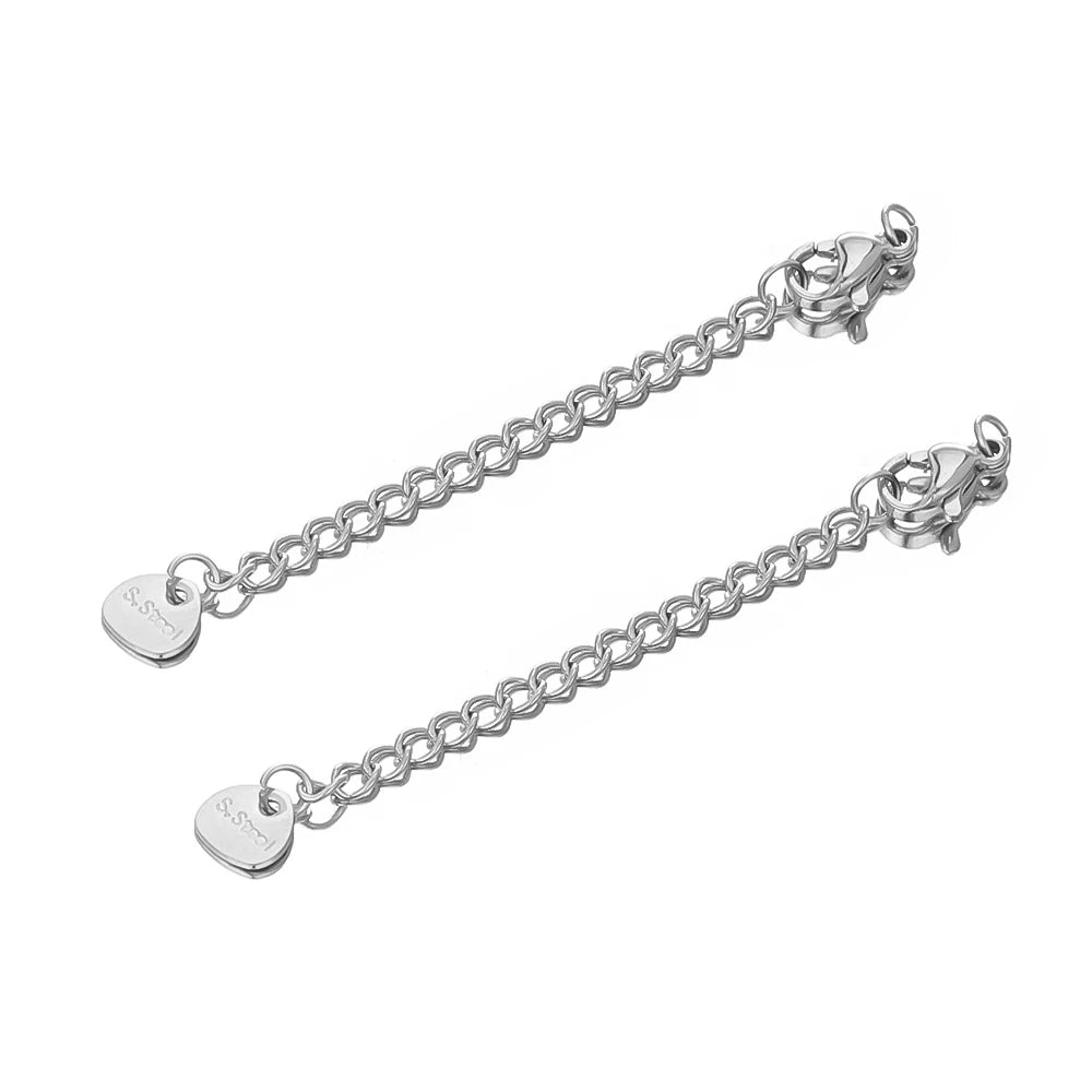 Stainless Steel Extension Chains with Extended Tail Lobster Clasps for DIY Jewelry Making Bracelet & Necklace Connectors