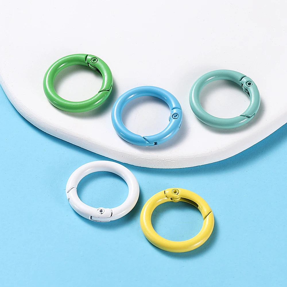 5Pcs/Lot 21 Colors Metal O Ring Spring Clasp Openable Round Carabiner Keychain Clips Hook Dog Chain DIY Jewelry Buckle Connector
