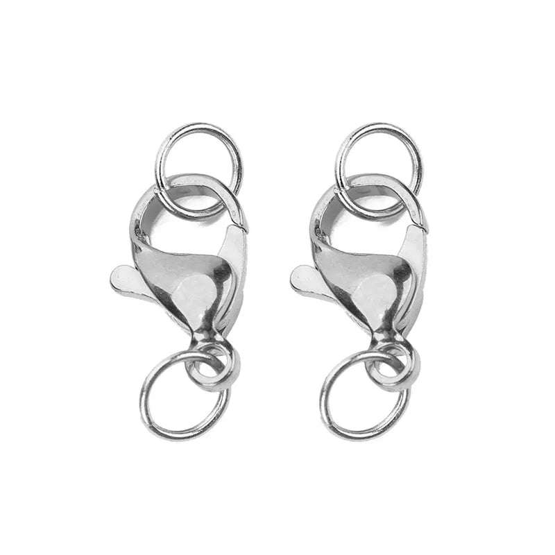 20sets PVD Never Fade Stainless Steel Lobster Clasps With Jump Rings 9 10 12 14 15 mm End Hook Connectors For Diy Jewelry Making