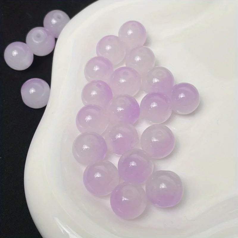 8mm/50pcs Sweet Style Dual Color Glass Loose Beads For Handmade DIY Bracelet Necklace Jewelry Making Supplies Decorative Beads