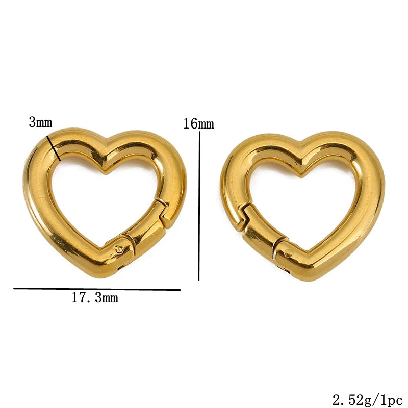 2pcs Stainless Steel Clasps Heart Round Ring Lobster Clasp Hooks Connectors Necklace for DIY Jewelry Making Supplies Accessories