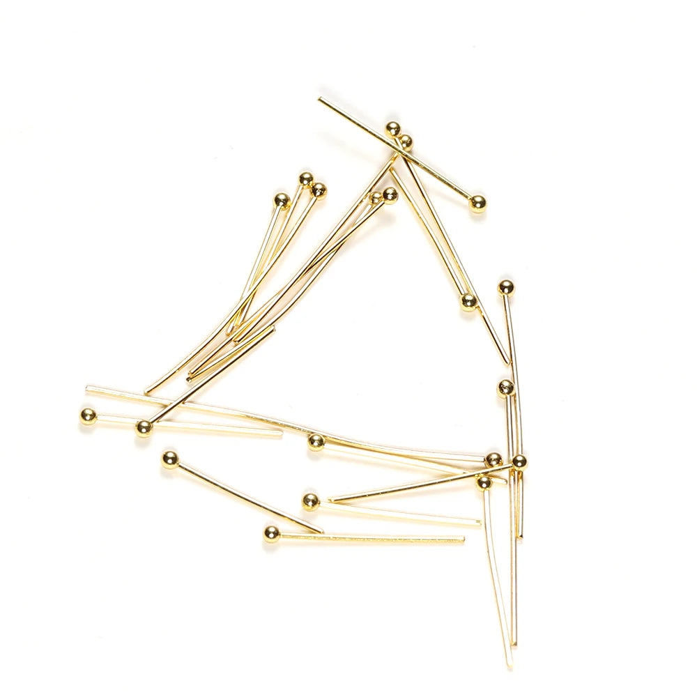 50Pcs 0.6mm Stainless Steel Water Gold Plated Head Pins DIY Earrings Finding for Handmade Craft Beads Jewelry Making Accessories
