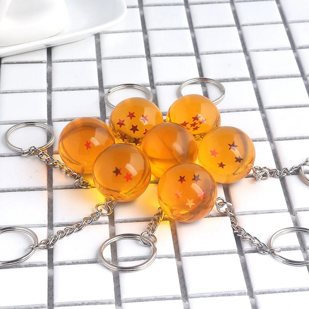 Wholesale Dragon Series 1-7 Stars Balls Keychain Gokus Bead Pendant Metal Key Ring Men Car Women Bag Accessories