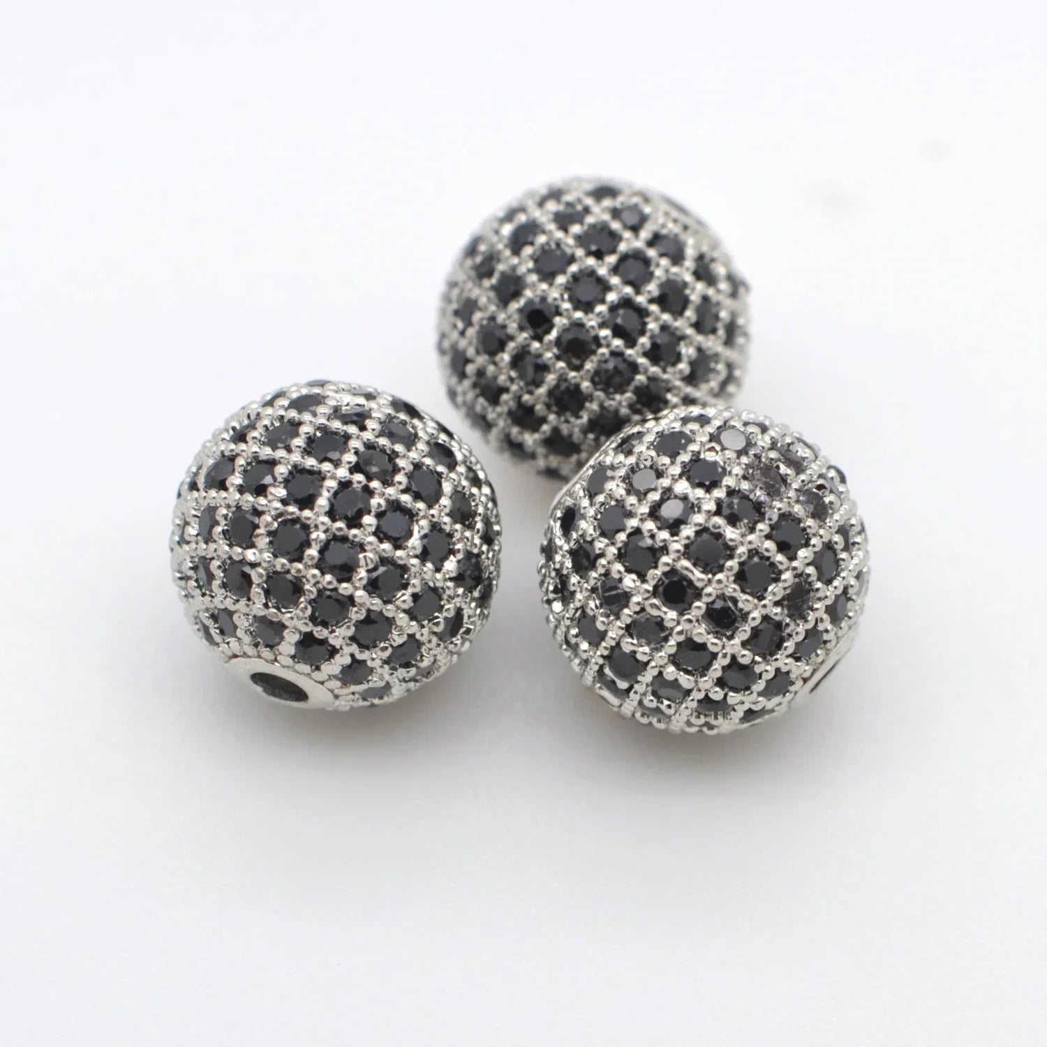 Beads for Jewelry Making Gold Silver Color Accessories Paved Zircon Spacer Bead String Beaded Diy Necklace Bracelet Chain Charms