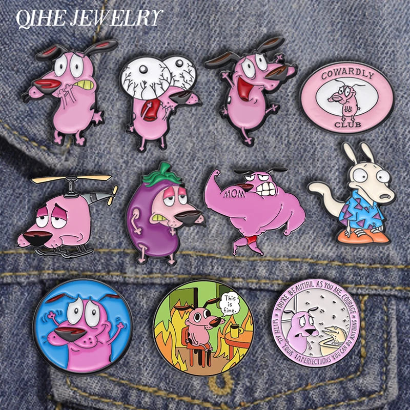 6-23Pcs/Set Humor Comedy Anime Movie Collected Enamel Pins Cartoon Role Red Eared Rabbit Cat Dog Brooch Lapel Badge Jewelry Gift