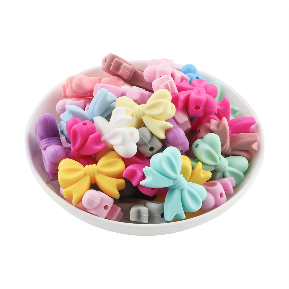 Kivoct 10pcs Crown Bowknot Silicon Beads Bow Tie Beads For Jewelry Making DIY DIY Necklace Necklace KeyChain Accessories