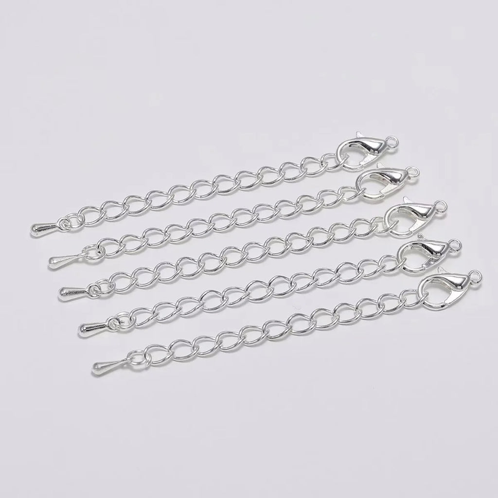 10pcs/lot 50mm Extended Extension Tail Chain Lobster Clasps Connector For DIY Bracelet Necklace Jewelry Making Findings
