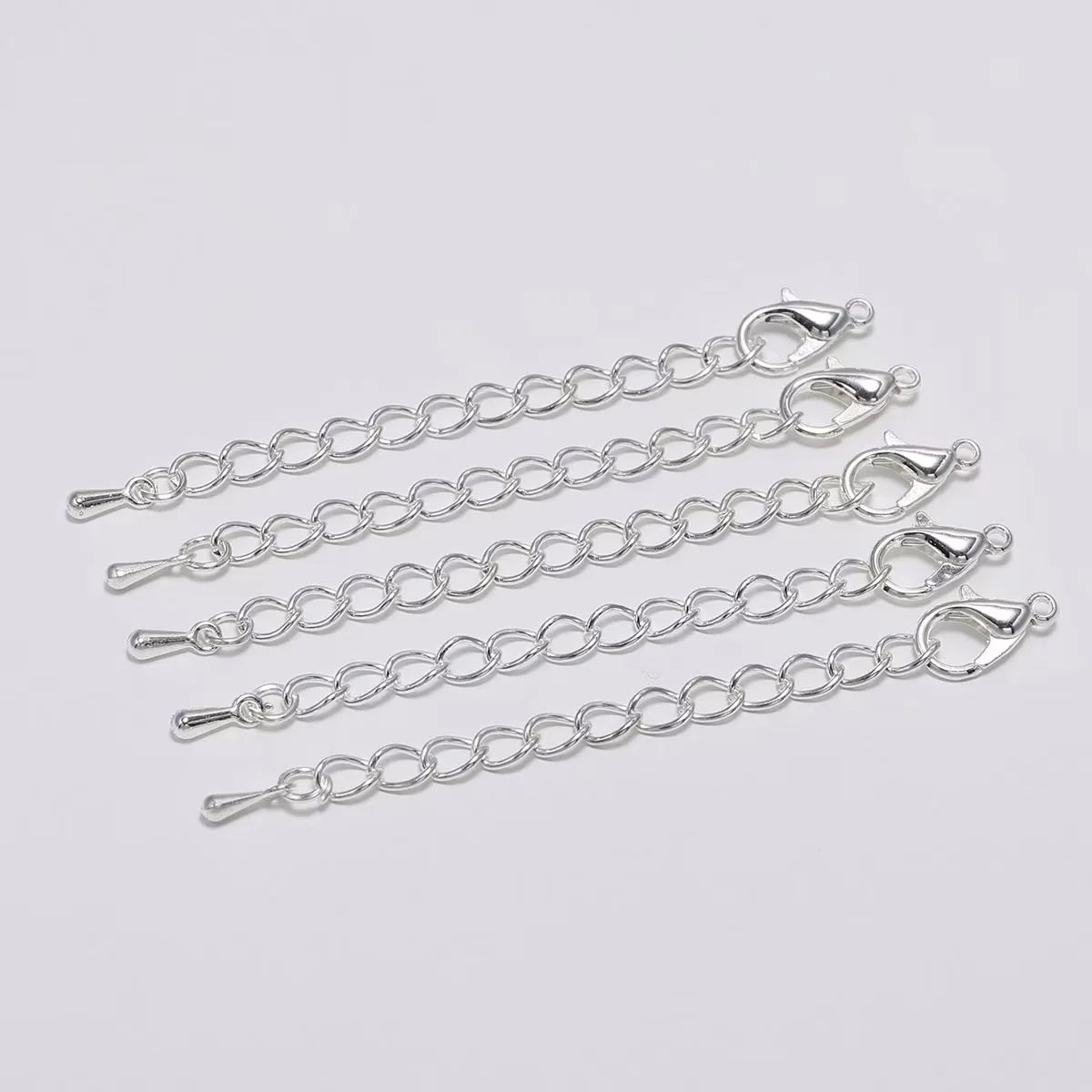 10pcs/lot 50mm Extended Extension Tail Chain Lobster Clasps Connector For DIY Bracelet Necklace Jewelry Making Findings