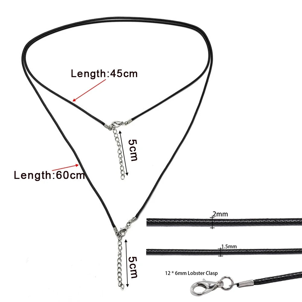 10Pcs/lot 1.5/2mm Leather Cord Necklace With Clasp Adjustable Braided Rope for Jewelry Making DIY Necklace Bracelet Supplies