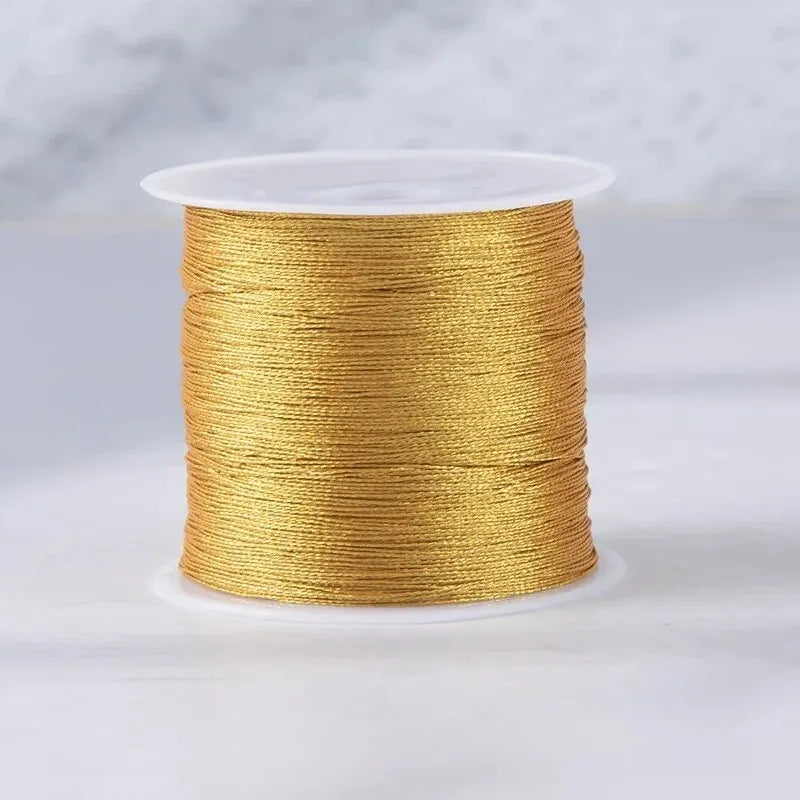 A Roll of 0.2-0.6mm DIY Hand Woven Bracelet, Hand Rope, Woven Rope, Embroidered Gold and Silver Silk Thread Material