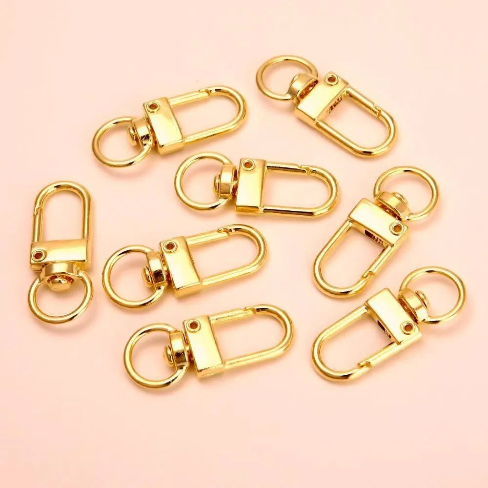 10pcs/lot Rotating Dog Buckle Gold Color Rhodium Metal Lobster Clasps Hooks For DIY Jewelry Making Key Ring Chain Accessories ﻿