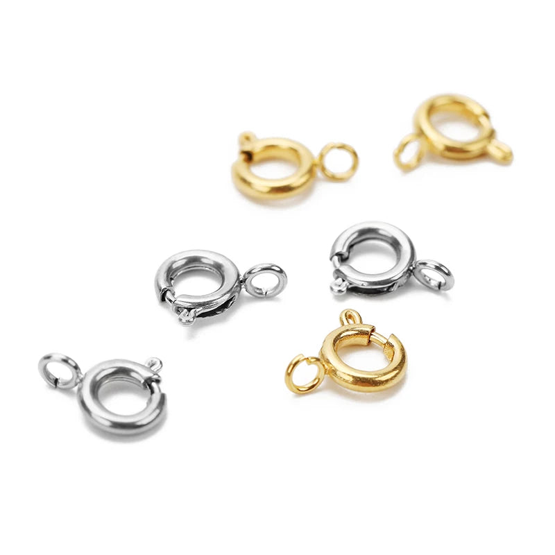 5pcs Waterproof Never Fade Stainless Steel Clasps Hooks PVD 6 8 10 12 mm End Connectors For Diy Necklace Bracelet Jewelry Making