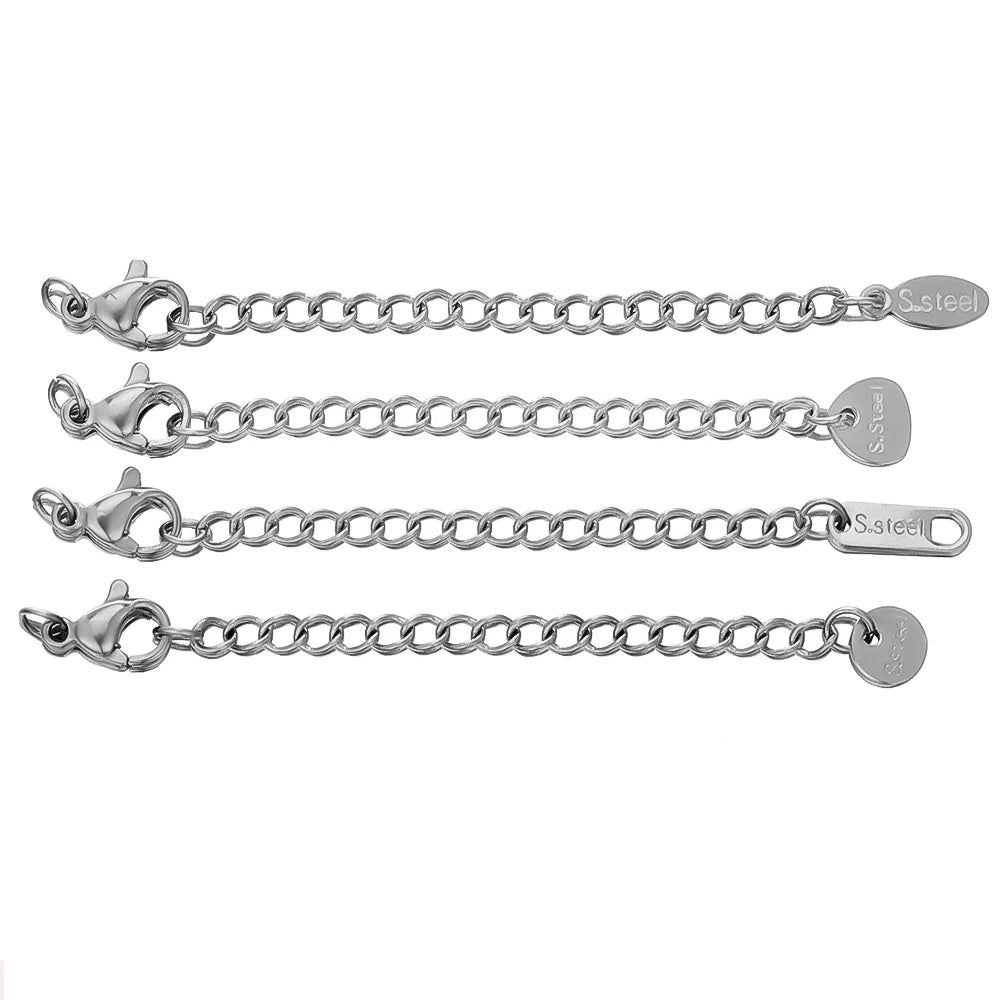 Stainless Steel Extension Chains with Extended Tail Lobster Clasps for DIY Jewelry Making Bracelet & Necklace Connectors