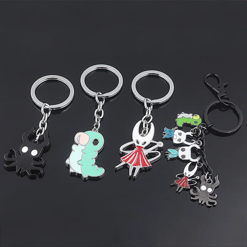 Hollow Knight Metal Characters Keychain The Knight Octopus Grub Hornet Pendant Key Chain for Women Men Key Holder Jewelry