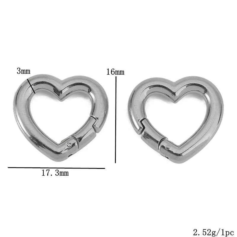 2pcs Stainless Steel Clasps Heart Round Ring Lobster Clasp Hooks Connectors Necklace for DIY Jewelry Making Supplies Accessories
