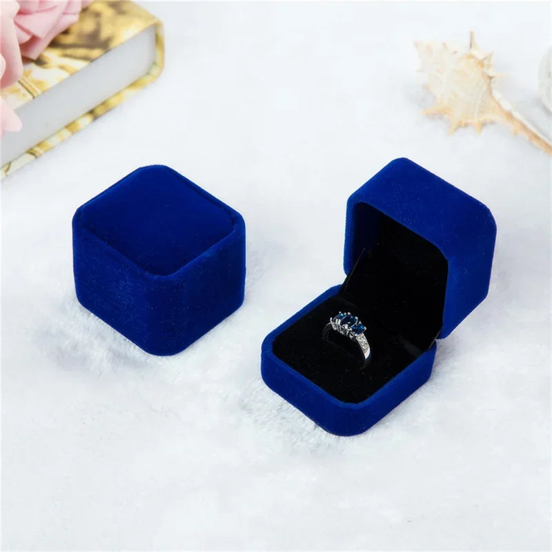 Rounded Flannelette Ring Box Flocking Jewelry Box Ring Stud Badge Storage Box Ring Jewelry Organizer Organizador De Joyas