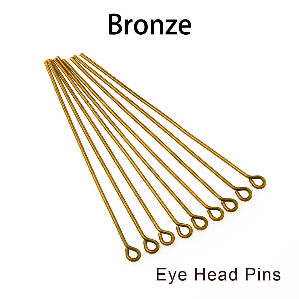 100-200Pcs/Lot 10-70mm Heads Eye Flat Head Pin Gold Plated Ball Head Pins for Jewelry Findings Making Accessories Supplies