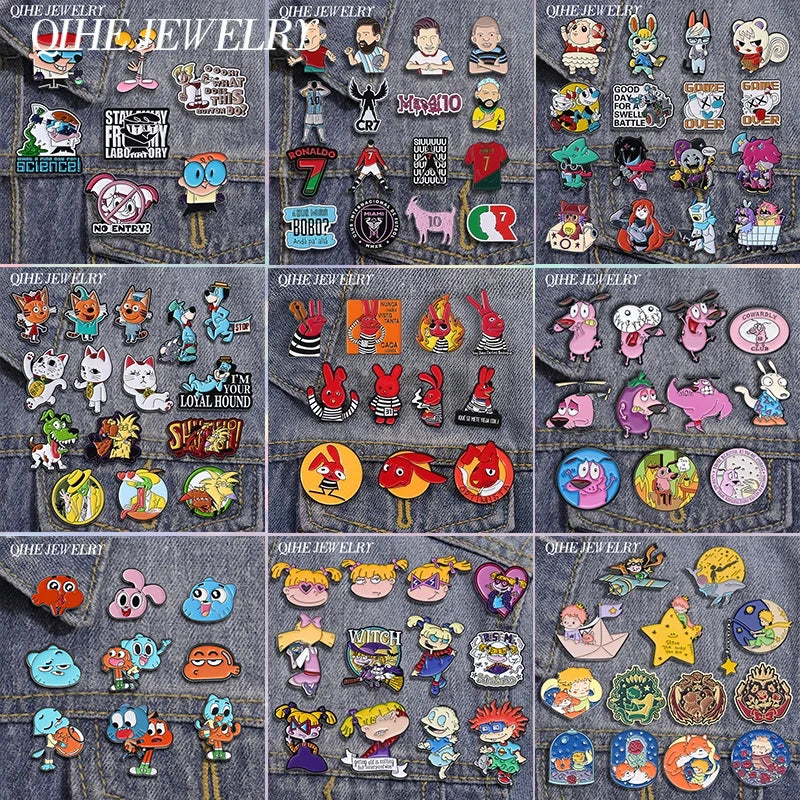 6-23Pcs/Set Humor Comedy Anime Movie Collected Enamel Pins Cartoon Role Red Eared Rabbit Cat Dog Brooch Lapel Badge Jewelry Gift