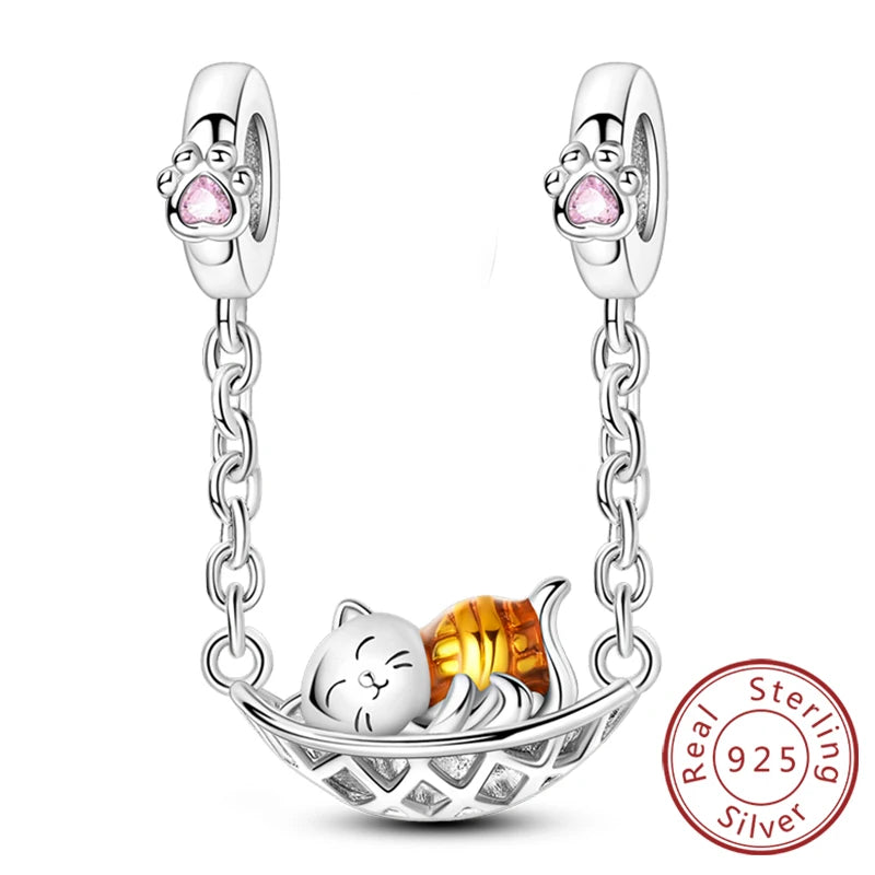 New 925 Sterling Silver Charm Beads Dog Cat Pets Pendant Fit Original Bracelet Necklace DIY Charm Jewelry Making