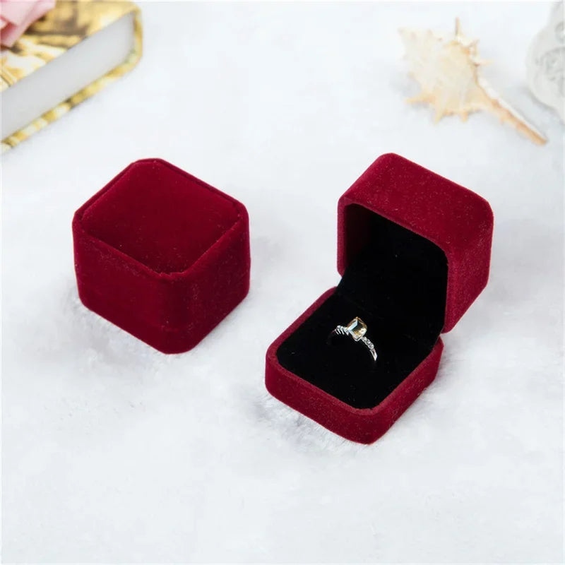 Rounded Flannelette Ring Box Flocking Jewelry Box Ring Stud Badge Storage Box Ring Jewelry Organizer Organizador De Joyas