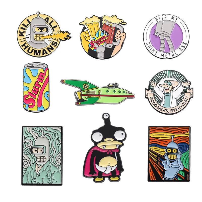 6-23Pcs/Set Humor Comedy Anime Movie Collected Enamel Pins Cartoon Role Red Eared Rabbit Cat Dog Brooch Lapel Badge Jewelry Gift
