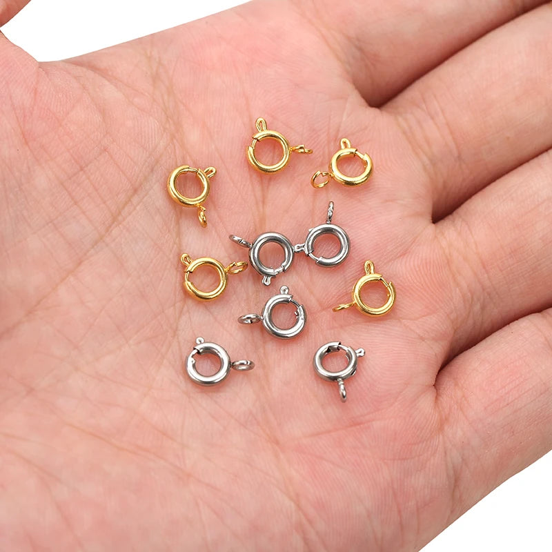 5pcs Waterproof Never Fade Stainless Steel Clasps Hooks PVD 6 8 10 12 mm End Connectors For Diy Necklace Bracelet Jewelry Making