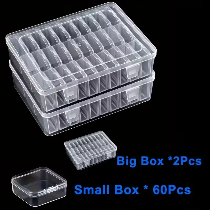 14/30 Grid Transparent Plastic Storage Box, Stackable Organizer With Sticker, Container For Beads, Jewelry, Crafts And Home Orga