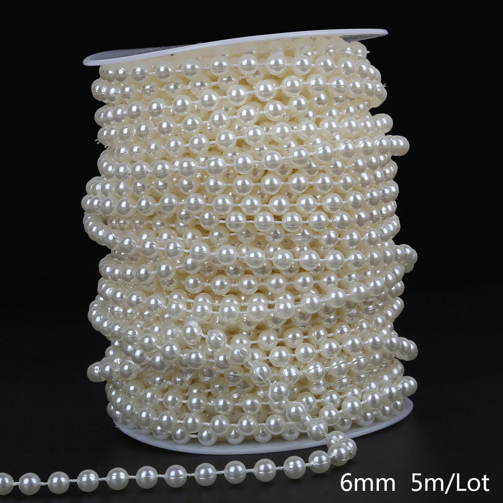 3/4/5/6/8/10mm ABS pearl chain double row connecting bead wedding dress bead chain half round bead chain DIY jewelry accessories