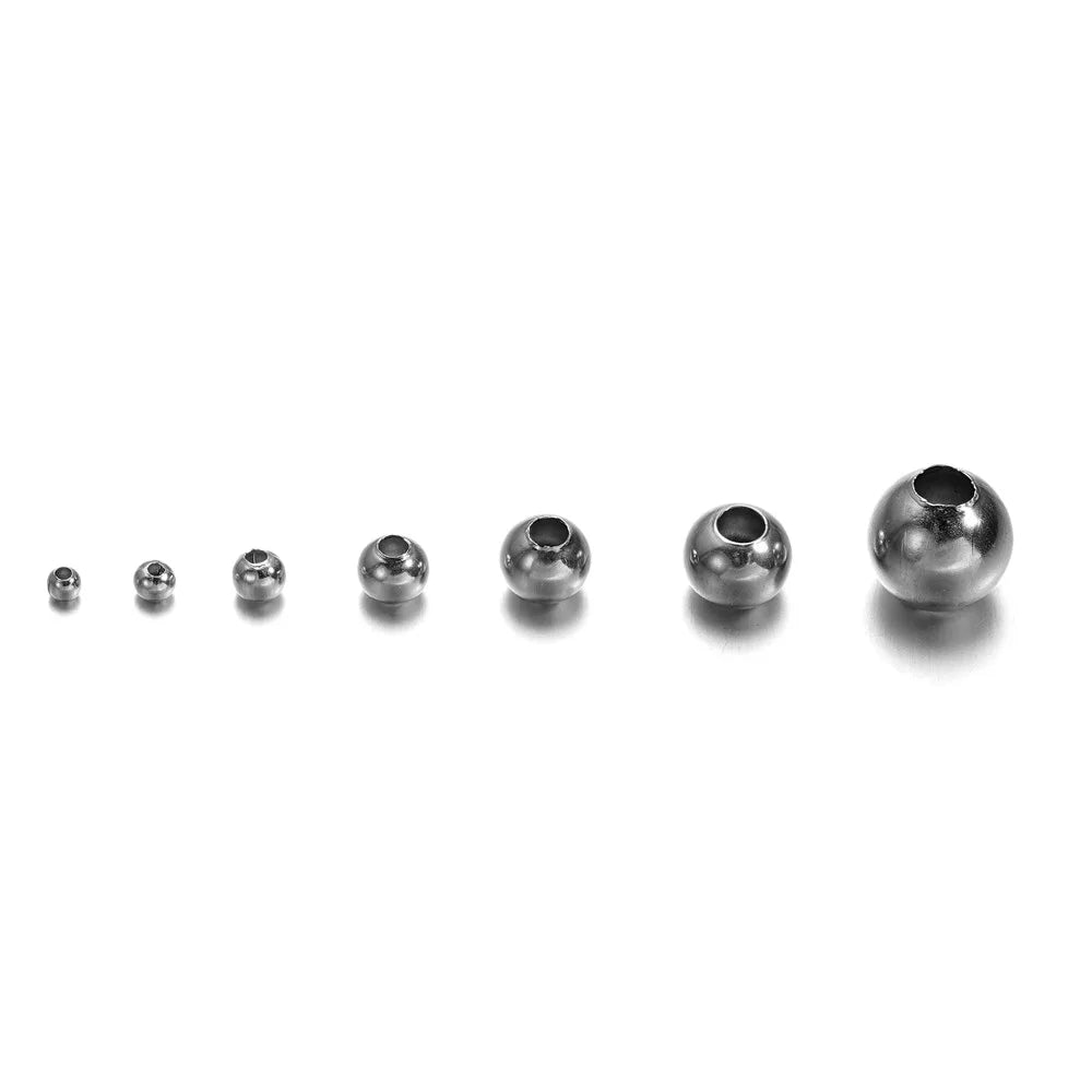 Stainless Steel Solid Drilled Steel Beads, Titanium Steel Leather Rope Beads, Bracelet Beads, DIY Jewelry Accessories, round Bea