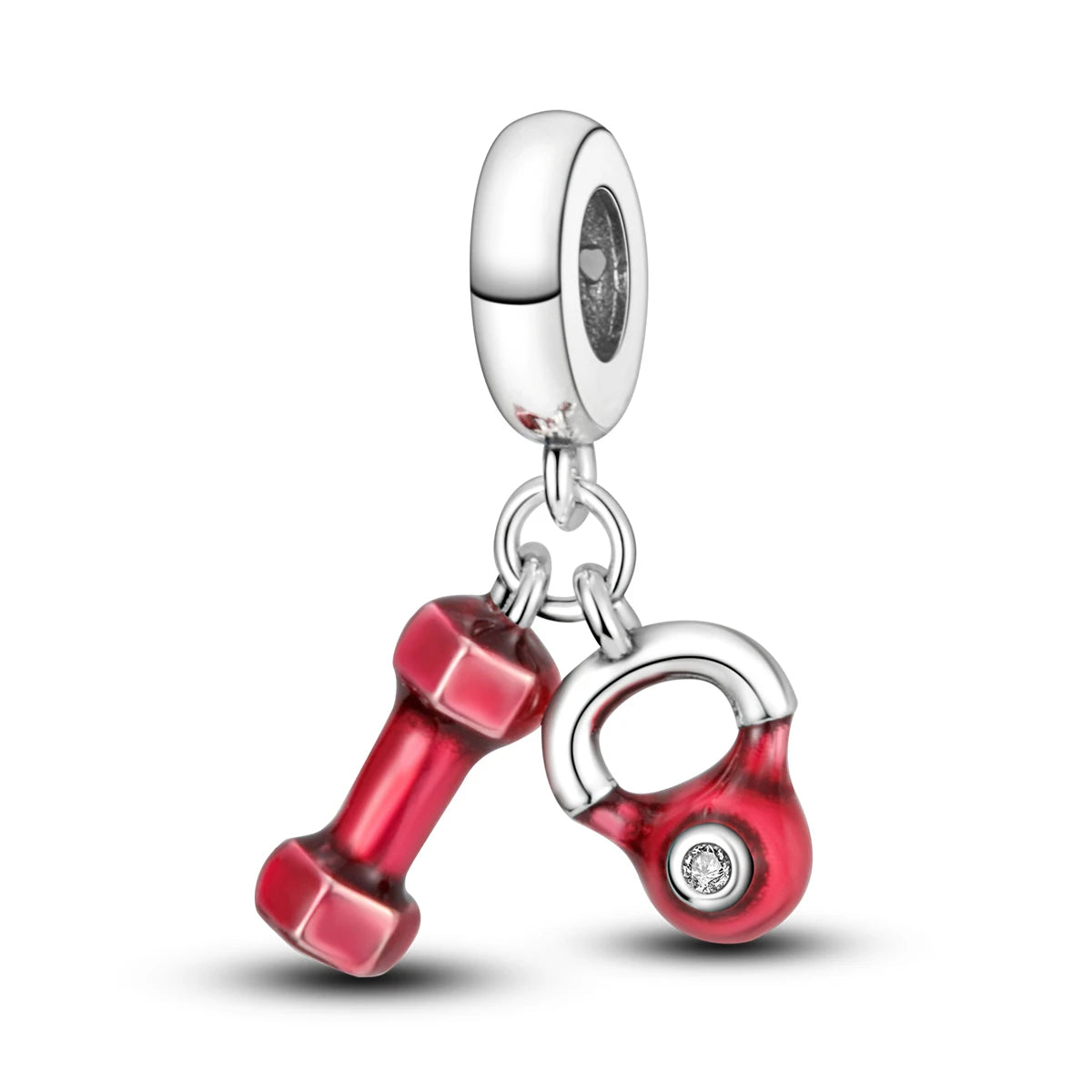 Original 925 Sterling Silver Red Charm Beads Red Wine Chili Dumbbell Pendant For Women Fit DIY Bracelet Birthday Jewelry Gift