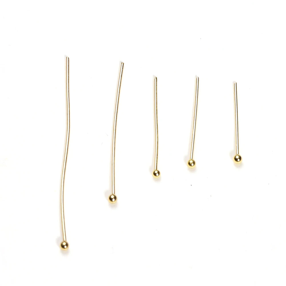 50Pcs 0.6mm Stainless Steel Water Gold Plated Head Pins DIY Earrings Finding for Handmade Craft Beads Jewelry Making Accessories