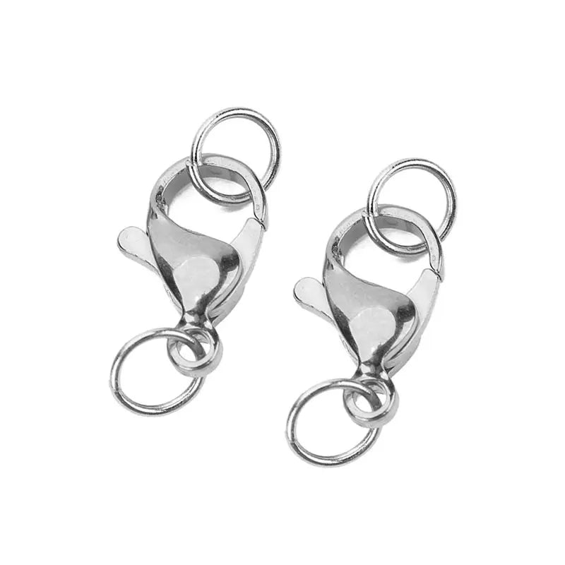 20sets PVD Never Fade Stainless Steel Lobster Clasps With Jump Rings 9 10 12 14 15 mm End Hook Connectors For Diy Jewelry Making