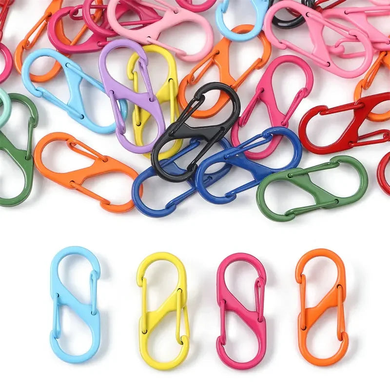 12Pcs Zipper Clip S Carabiner Clips Small Alloy Snap Hook Anti Theft Mini Dual Wire Gate Interlocking Keychain Clip Attachment