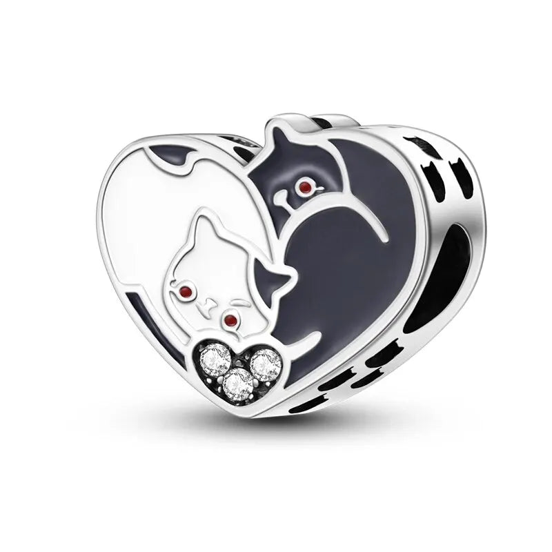New 925 Sterling Silver Charm Beads Dog Cat Pets Pendant Fit Original Bracelet Necklace DIY Charm Jewelry Making
