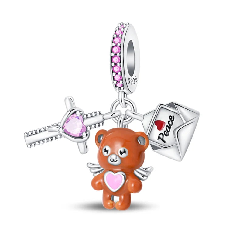 Silver Plated Cute Animals Charms Pendant Lovely Penguin Avocado Dangle Charm Beads Fit Bangle Bracelet Necklace Women Jewelry