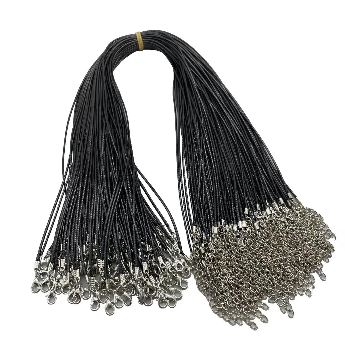 20pcs/lot Lobster Clasps Waxed Cord Necklace Dia 1.5mm 2mm Black Korean Waxed Rope Thread For Jewelry Making Length 45 50 60cm