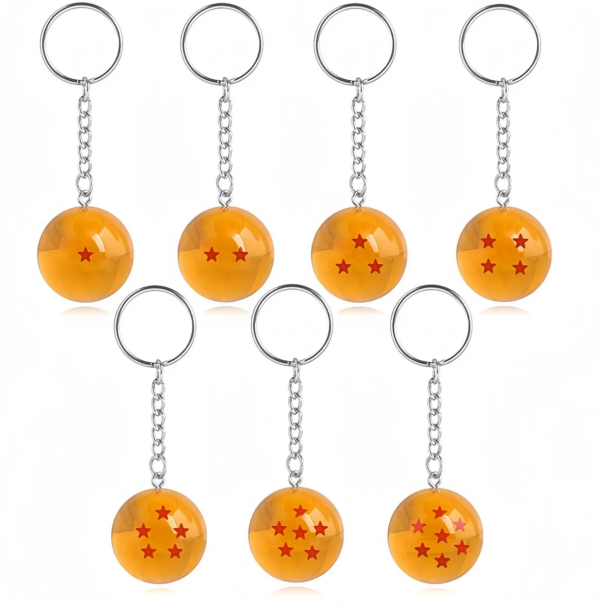 Wholesale Dragon Series 1-7 Stars Balls Keychain Gokus Bead Pendant Metal Key Ring Men Car Women Bag Accessories