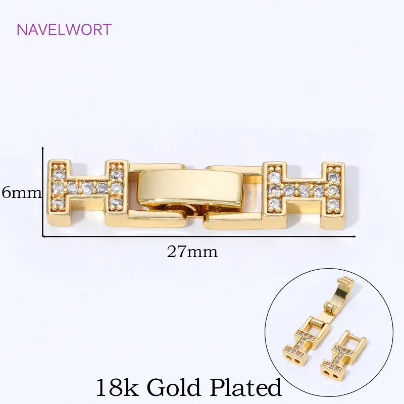 18K Gold Plated Brass Jewelry Clasps For Bracelets Making,With Zircon Connector Clasp,Locks For Jewelry,DIY Necklace Accessories