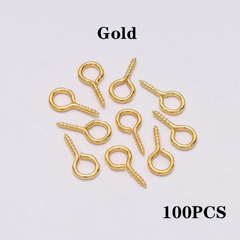 100-200pcs/lot Small Tiny Eye Pins Eyepins Hooks Eyelets Screw Threaded Clasps Hooks Supplies For Jewelry Findings Wholesale