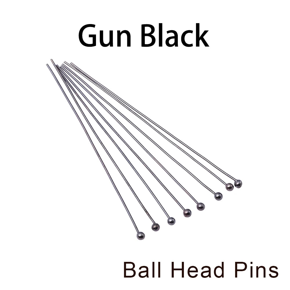 100-200Pcs/Lot 10-70mm Heads Eye Flat Head Pin Gold Plated Ball Head Pins for Jewelry Findings Making Accessories Supplies