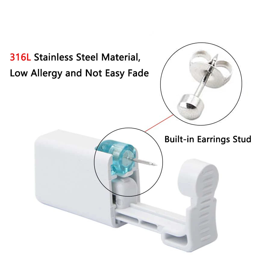 10pcs Asepsis Disposable Ear Piercing Gun-Safty Self Ear Piercing Kit for Home Use