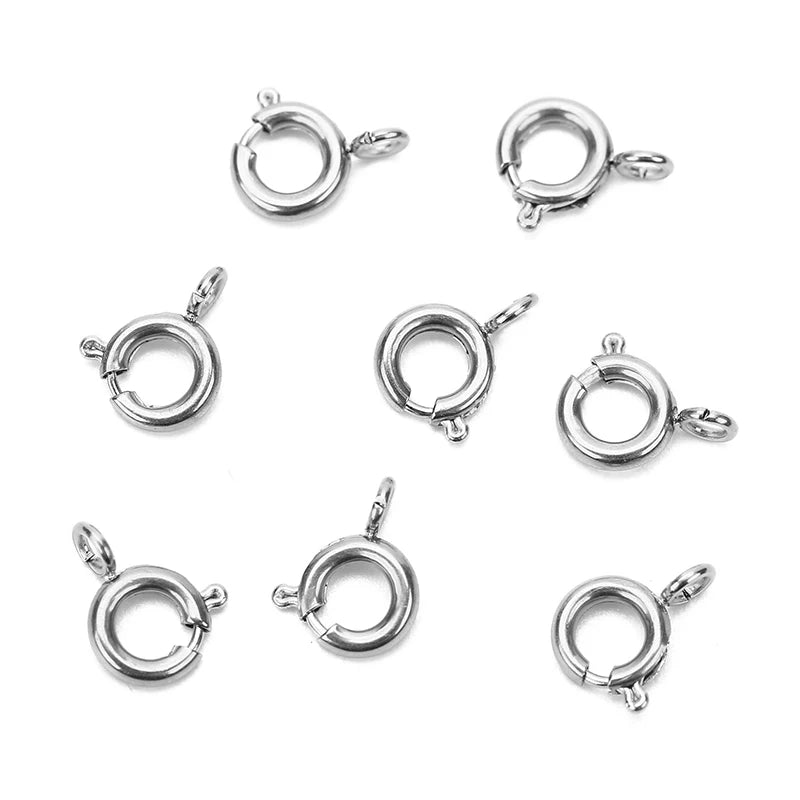 5pcs Waterproof Never Fade Stainless Steel Clasps Hooks PVD 6 8 10 12 mm End Connectors For Diy Necklace Bracelet Jewelry Making